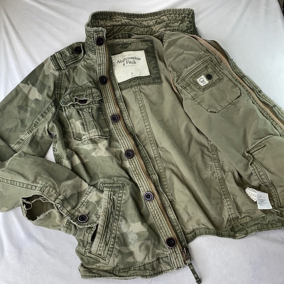 Abercrombie Fitch Sentinel Jacket Mens M Large Athletic Fit Green Camo Military - Picture 3 of 16